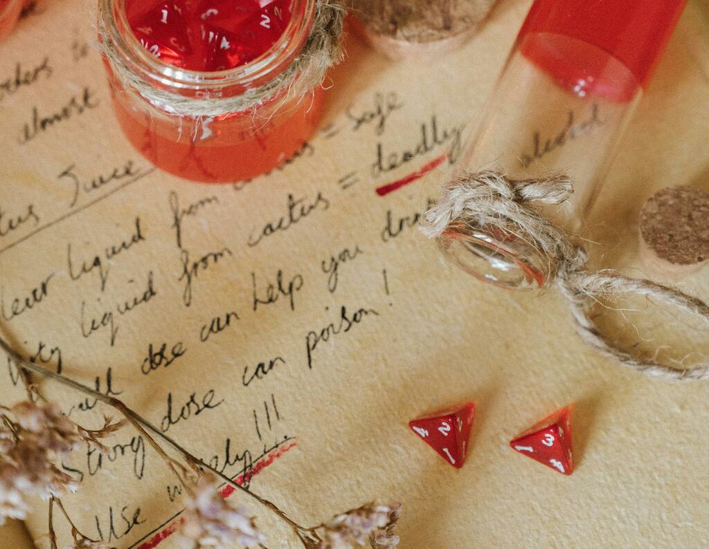 writing on page with dice